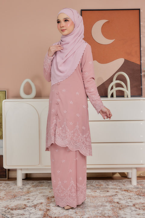 Atia Embroidered Sulam Chiffon Kebaya Riau Kurung Moden