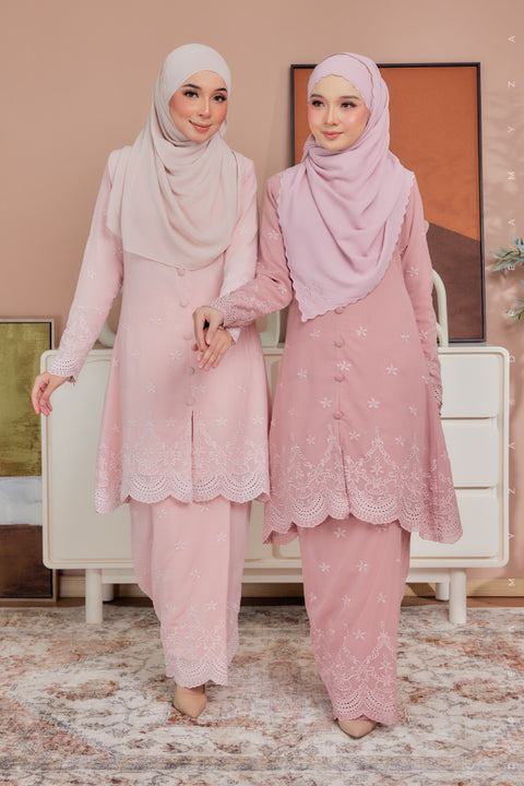 Atia Embroidered Sulam Chiffon Kebaya Riau Kurung Moden