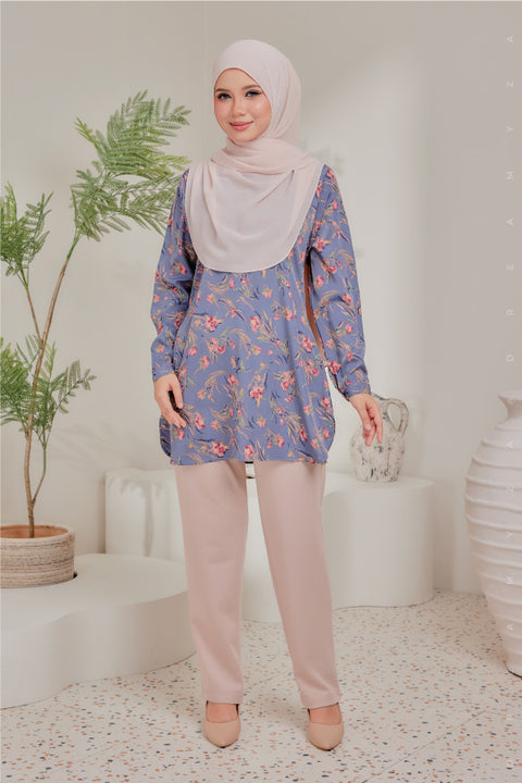 Dira Printed Ironless Tunic Long Top Blouse