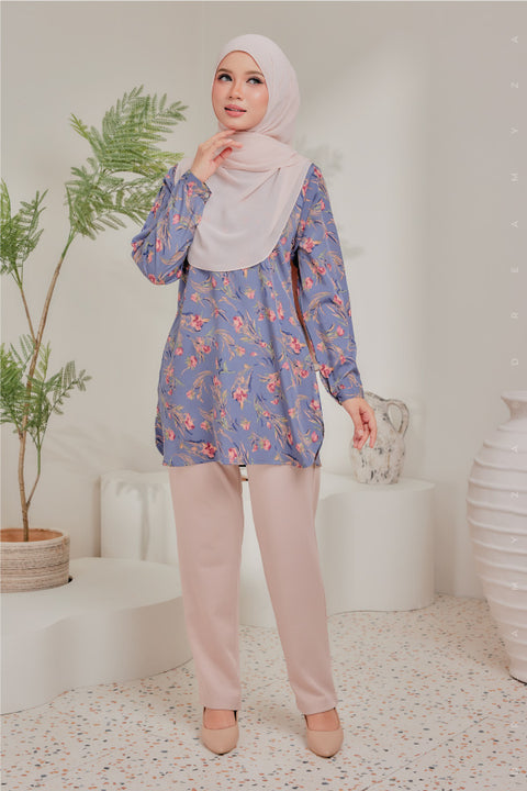 Dira Printed Ironless Tunic Long Top Blouse