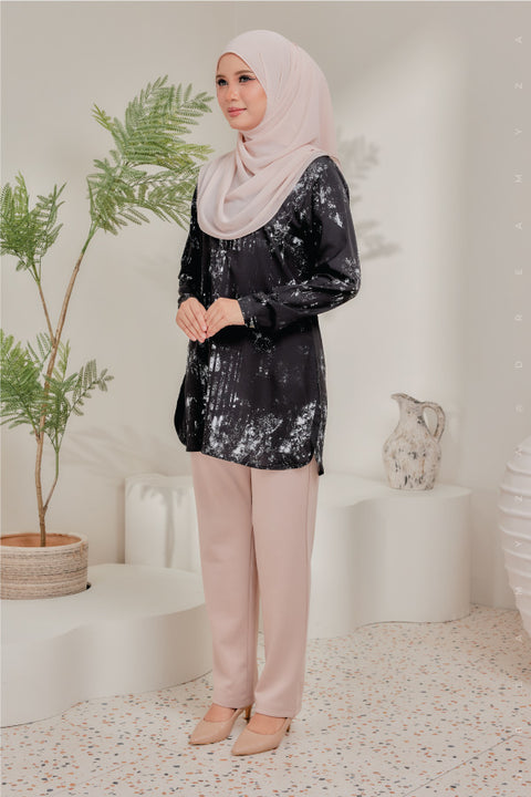 Dira Printed Ironless Tunic Long Top Blouse