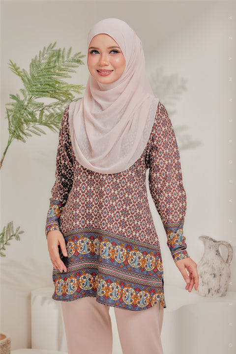 Dira Printed Ironless Tunic Long Top Blouse.