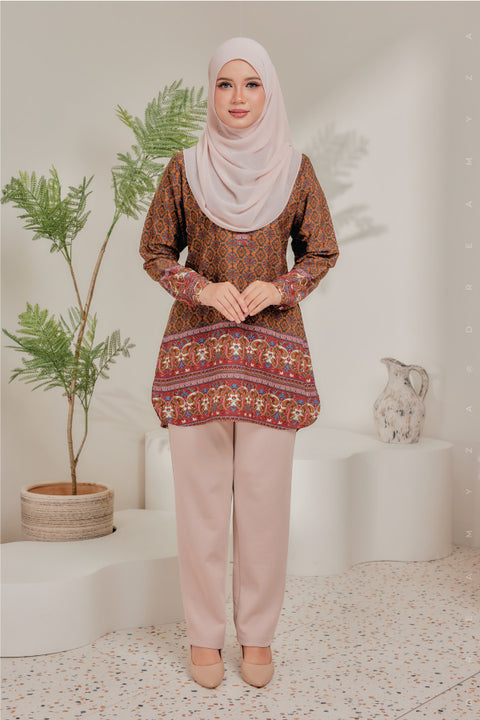 Dira Printed Ironless Tunic Long Top Blouse.