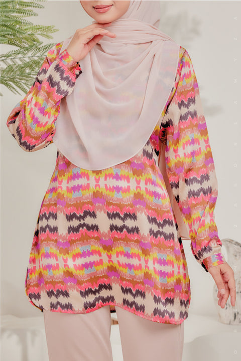 Dira Printed Ironless Tunic Long Top Blouse.