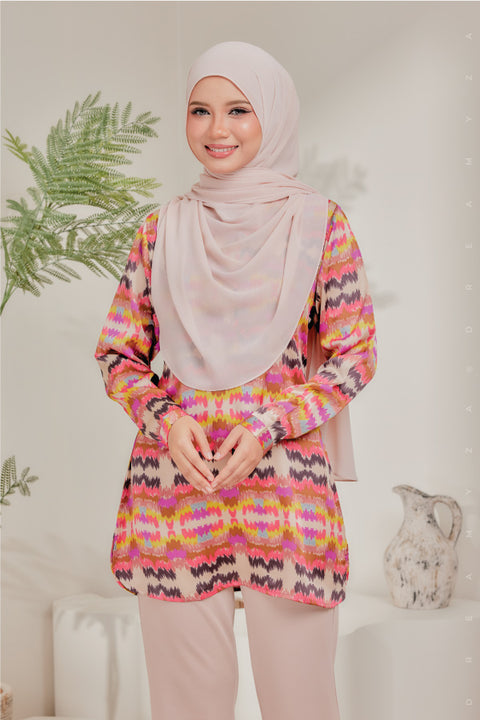 Dira Printed Ironless Tunic Long Top Blouse.