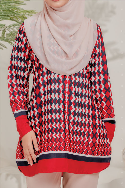 Dira Printed Ironless Tunic Long Top Blouse