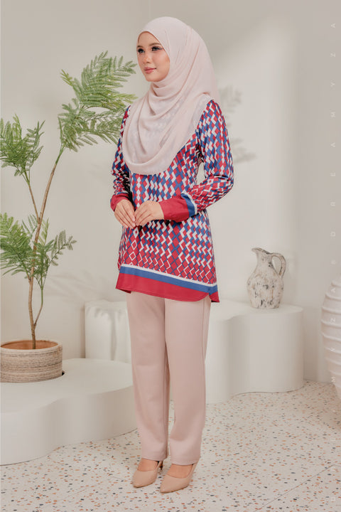 Dira Printed Ironless Tunic Long Top Blouse