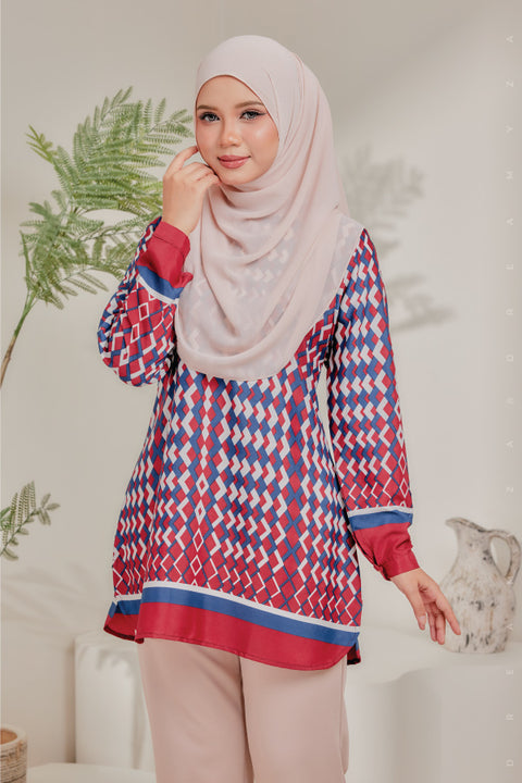 Dira Printed Ironless Tunic Long Top Blouse