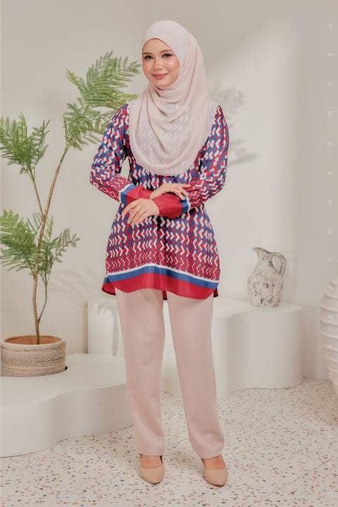 Dira Printed Ironless Tunic Long Top Blouse