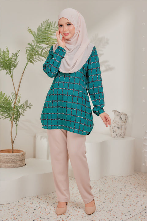 Dira Printed Ironless Tunic Long Top Blouse