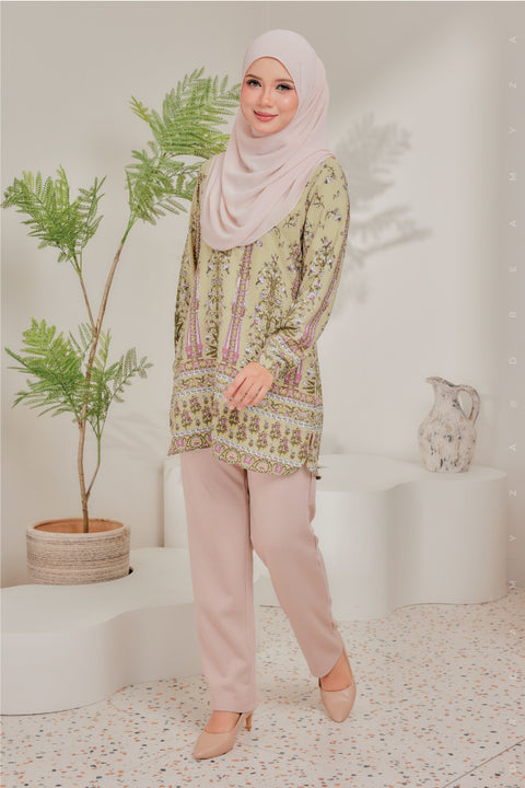 Dira Printed Ironless Tunic Long Top Blouse