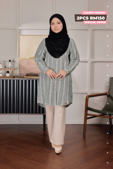Elara Ironless A-Line Blouse Tunic Long Top | Both Side Pocket | Wudu' Friendly & Nursing Friendly