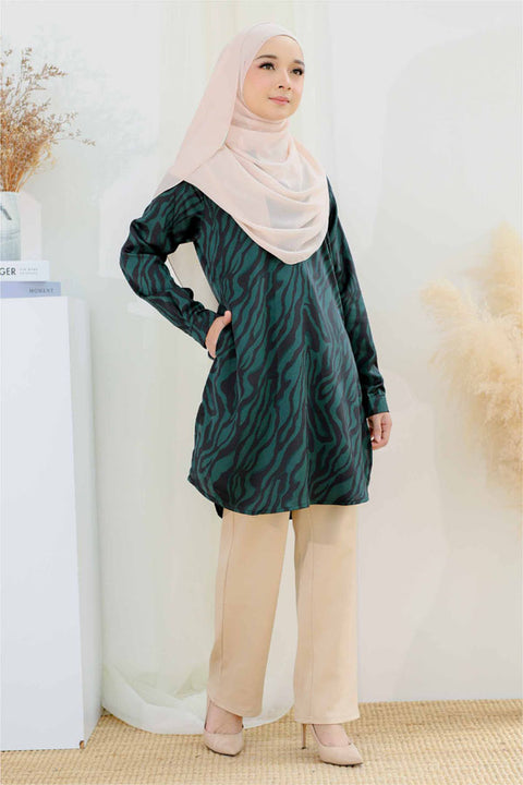 Ironless Long Top Blouse Finna Printed Tunic