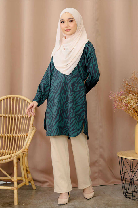 Ironless Long Top Blouse Finna Printed Tunic