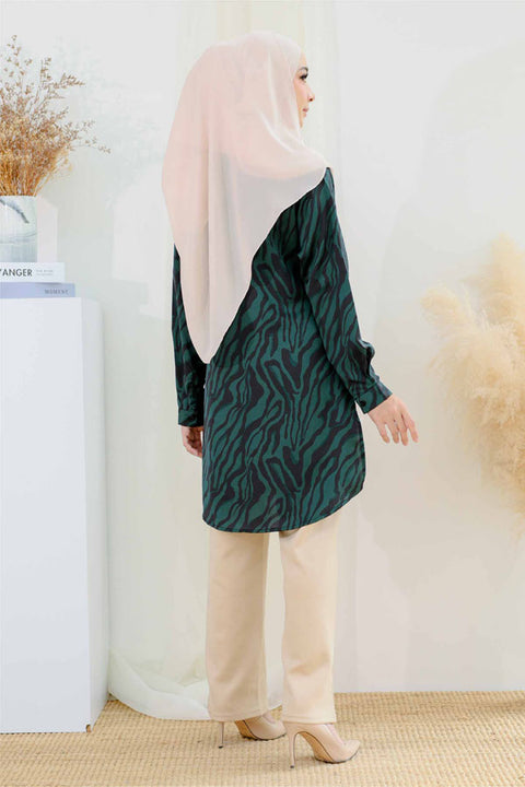 Ironless Long Top Blouse Finna Printed Tunic