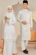 Maya Embroidered Border Lace Brides Baju Kurung Moden Akad Nikah Tunang in Off White