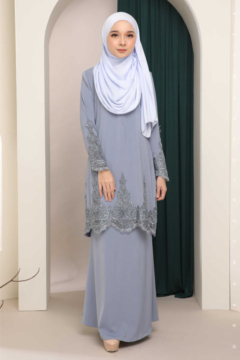 Amna Embroidered Border Lace Modern Kurung