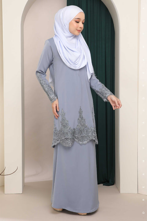 Amna Embroidered Border Lace Modern Kurung