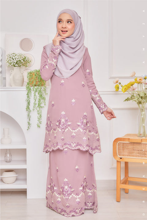 Raisya Flowers Embroidered Sulam Chiffon Baju Kurung Moden