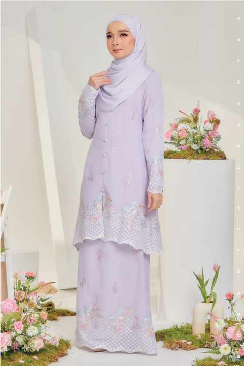 Mawar Flowers Embroidered Sulam Chiffon Baju Kurung Moden.