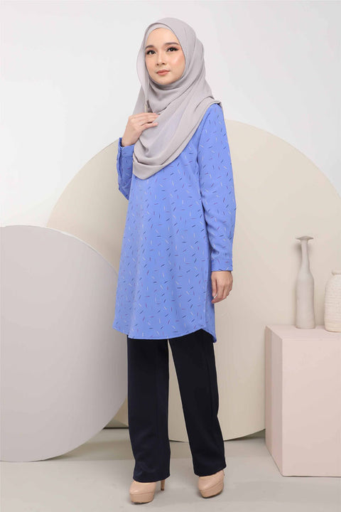 Ironless Long Top Blouse Finna Printed Tunic