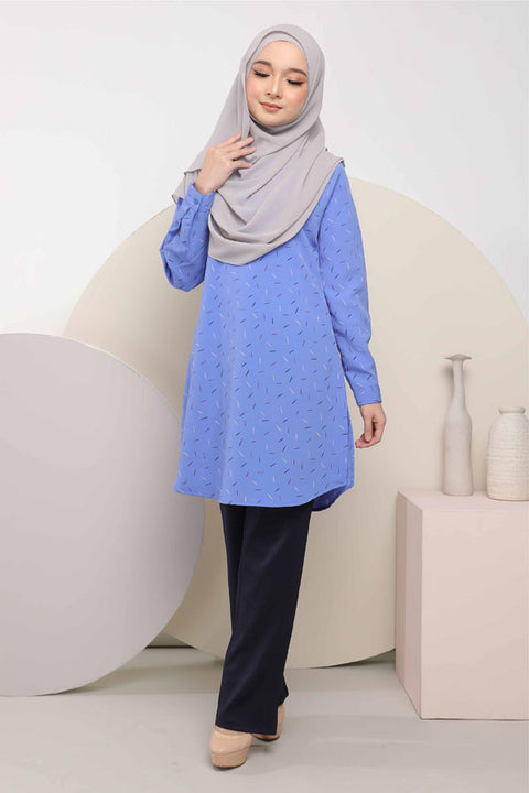 Ironless Long Top Blouse Finna Printed Tunic