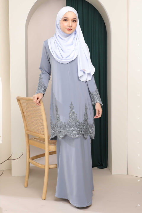 Amna Embroidered Border Lace Modern Kurung