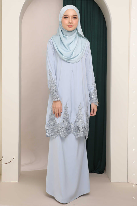 Amna Embroidered Border Lace Modern Kurung