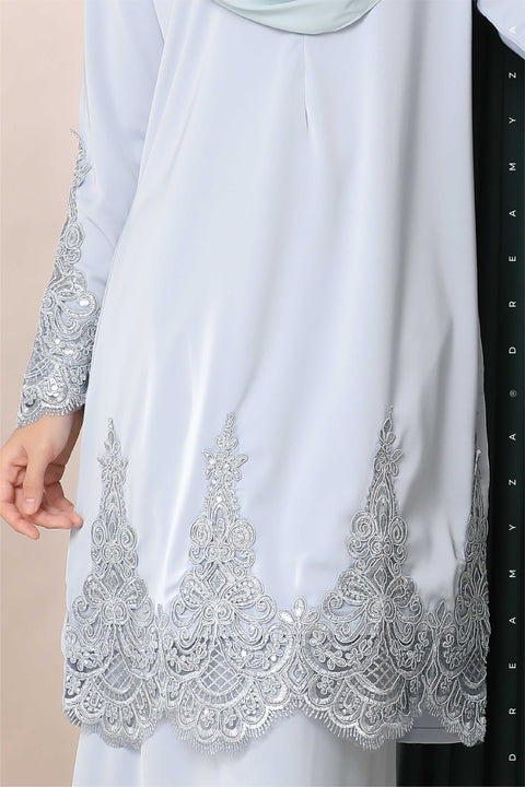 Amna Embroidered Border Lace Modern Kurung