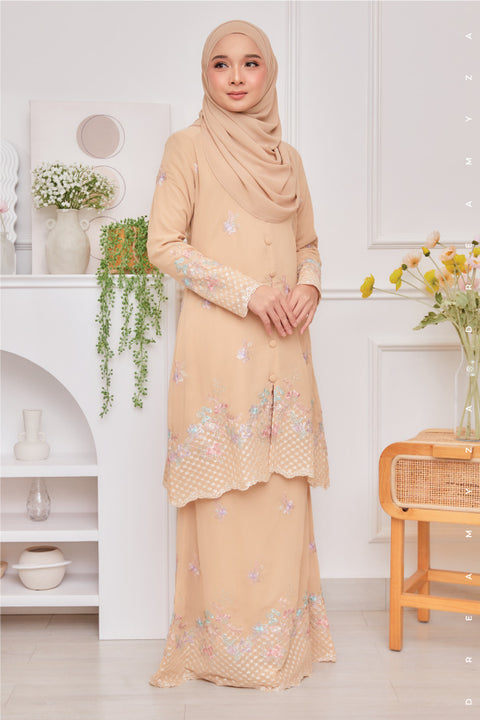 Mawar Flowers Embroidered Sulam Chiffon Baju Kurung Moden