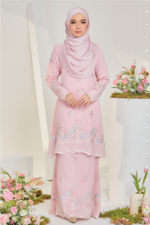 Mawar Flowers Embroidered Sulam Chiffon Baju Kurung Moden