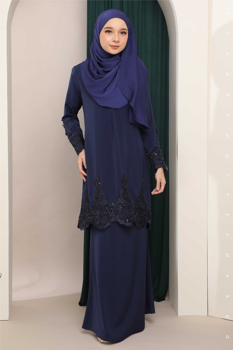 Amna Embroidered Border Lace Modern Kurung