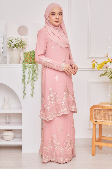 Raisya Flowers Embroidered Sulam Chiffon Baju Kurung Moden