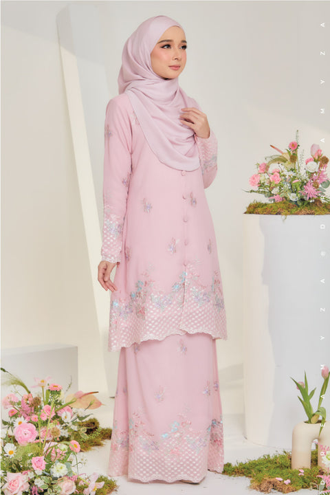 Mawar Flowers Embroidered Sulam Chiffon Baju Kurung Moden