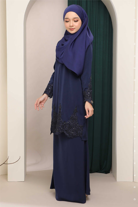 Amna Embroidered Border Lace Modern Kurung