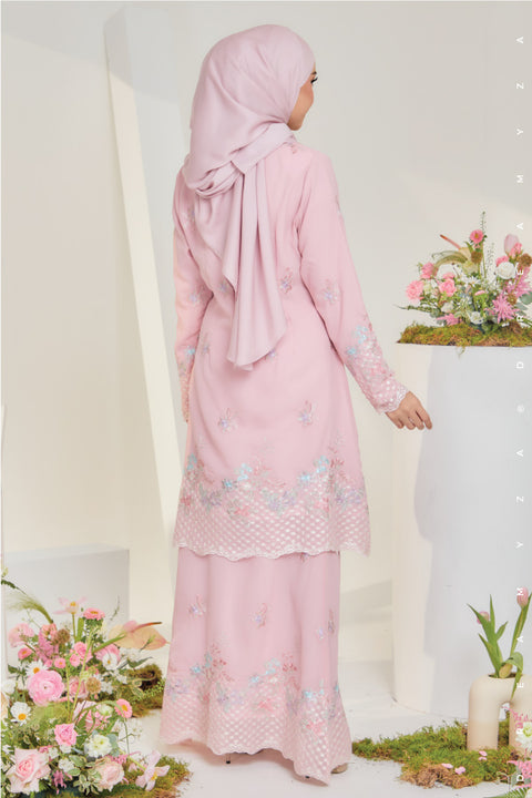 Mawar Flowers Embroidered Sulam Chiffon Baju Kurung Moden