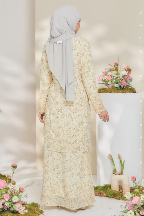 Rossa Embroidered Printed Chiffon with Border Lace Modern Kurung.