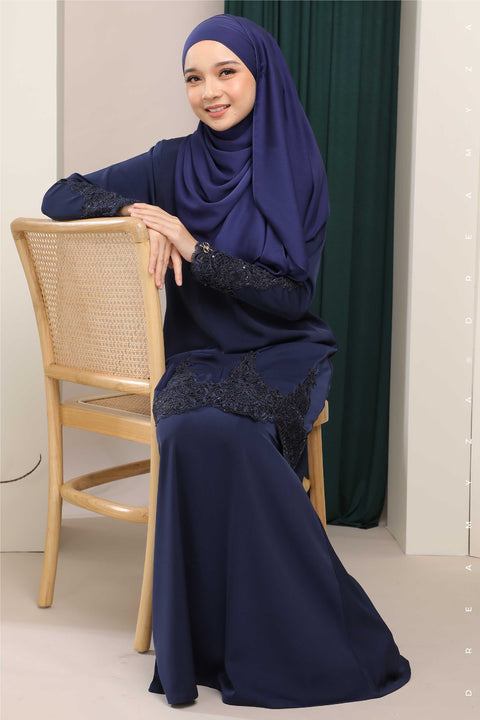 Amna Embroidered Border Lace Modern Kurung