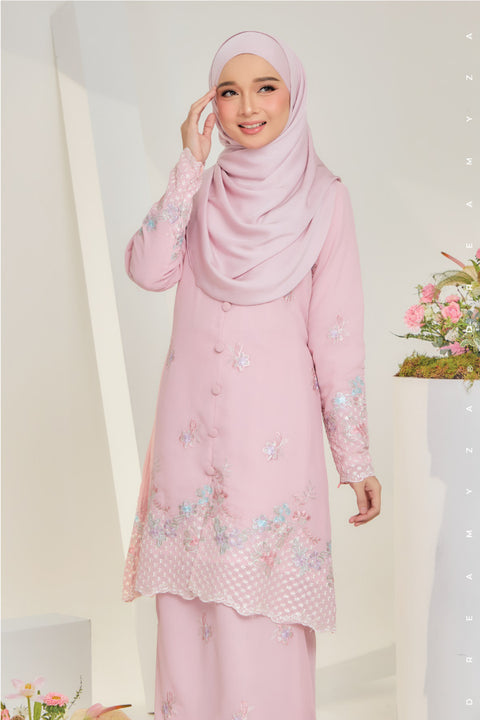 Mawar Flowers Embroidered Sulam Chiffon Baju Kurung Moden