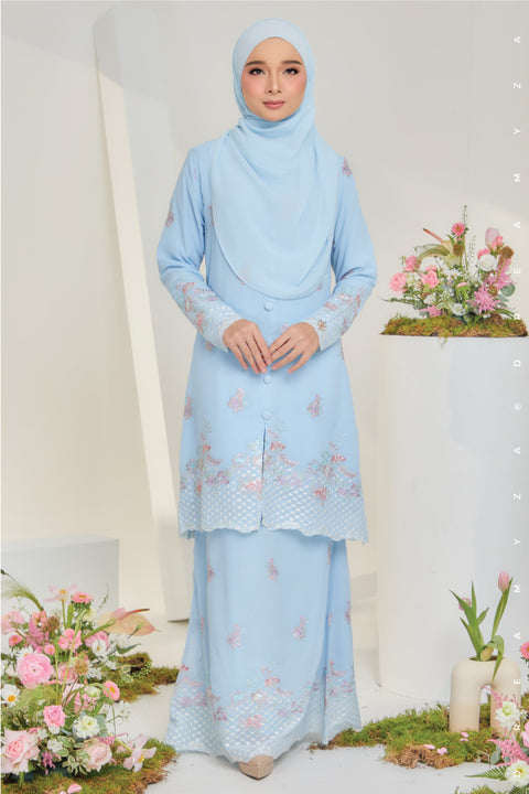 Mawar Flowers Embroidered Sulam Chiffon Baju Kurung Moden