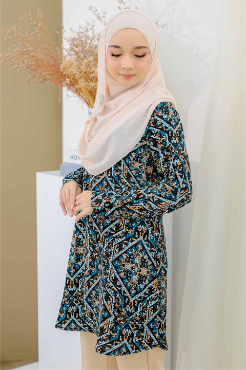 Ironless Long Top Blouse Finna Printed Tunic