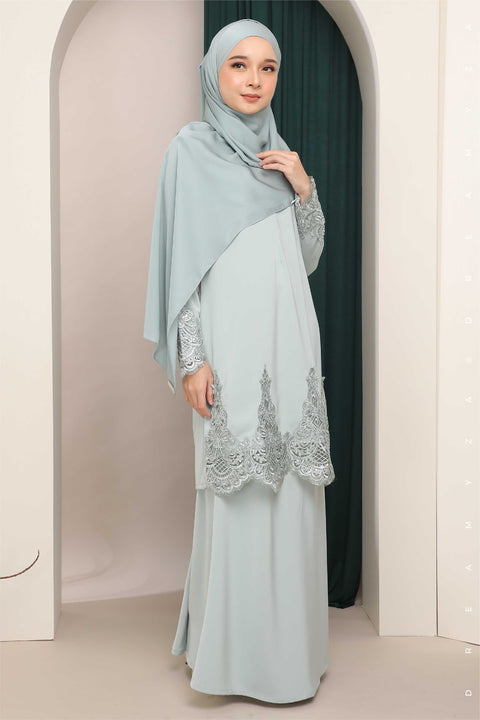 Amna Embroidered Border Lace Modern Kurung
