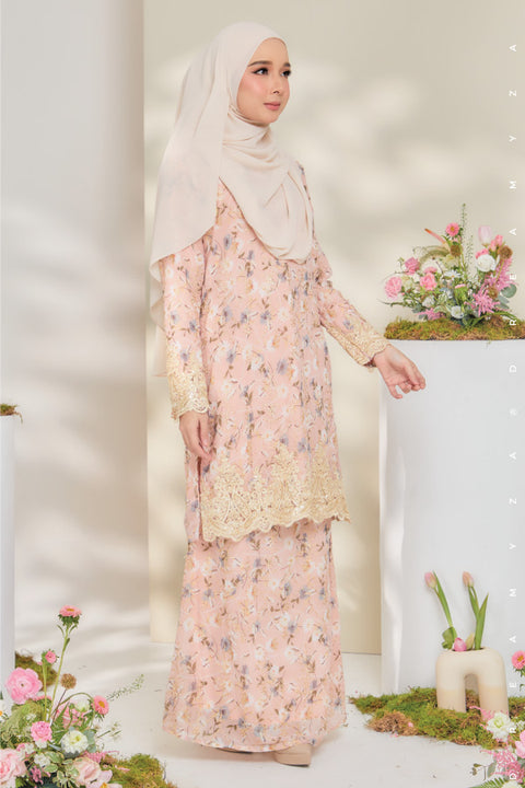 Rossa Embroidered Printed Chiffon with Border Lace Modern Kurung