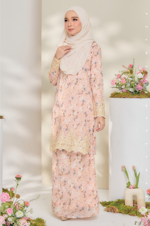 Rossa Embroidered Printed Chiffon with Border Lace Modern Kurung