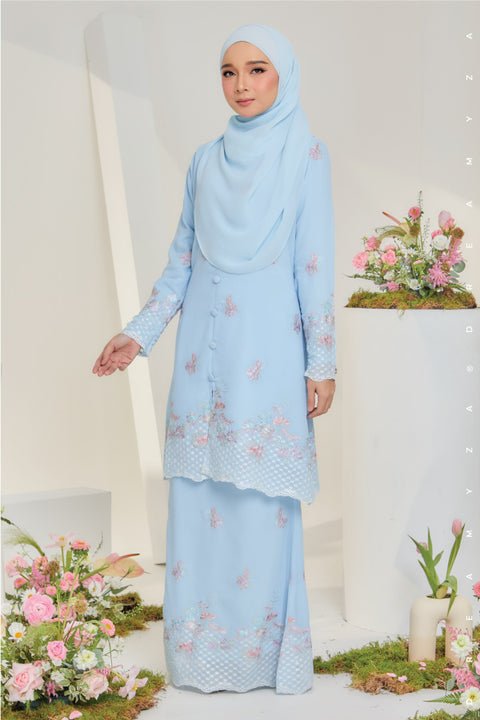 Mawar Flowers Embroidered Sulam Chiffon Baju Kurung Moden