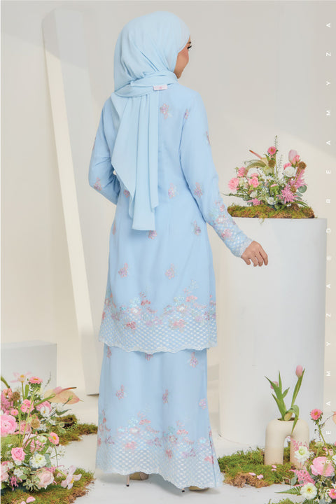 Mawar Flowers Embroidered Sulam Chiffon Baju Kurung Moden
