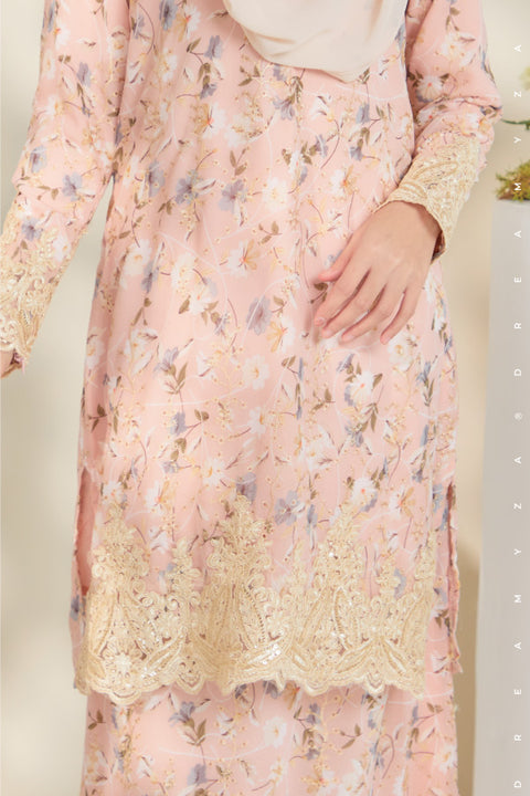 Rossa Embroidered Printed Chiffon with Border Lace Modern Kurung