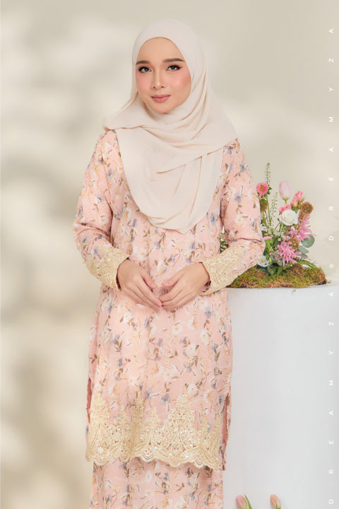 Rossa Embroidered Printed Chiffon with Border Lace Modern Kurung