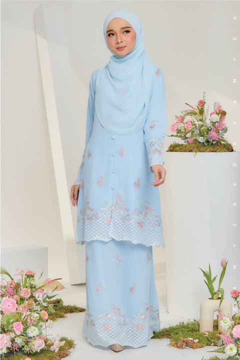 Mawar Flowers Embroidered Sulam Chiffon Baju Kurung Moden