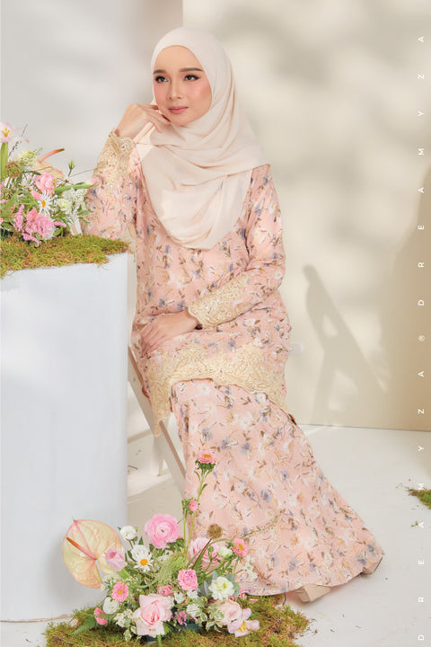 Rossa Embroidered Printed Chiffon with Border Lace Modern Kurung